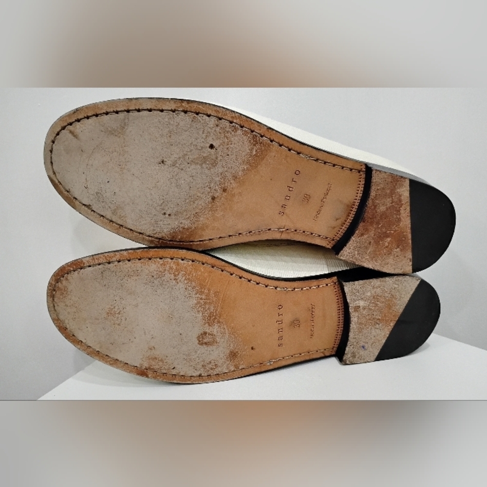SANDRO PARIS PEBBLED WHITE LOAFERS - Picture 7 of 11